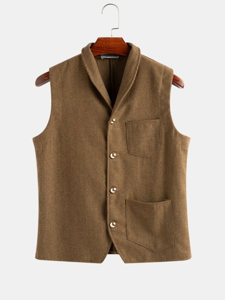 

Cotton-Blend Vests, Deep brown, Men's vest