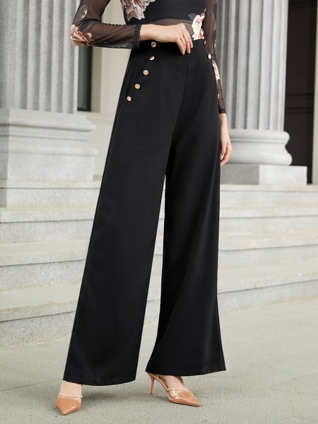 

Elegant Wide Leg Pants, Black, Pants