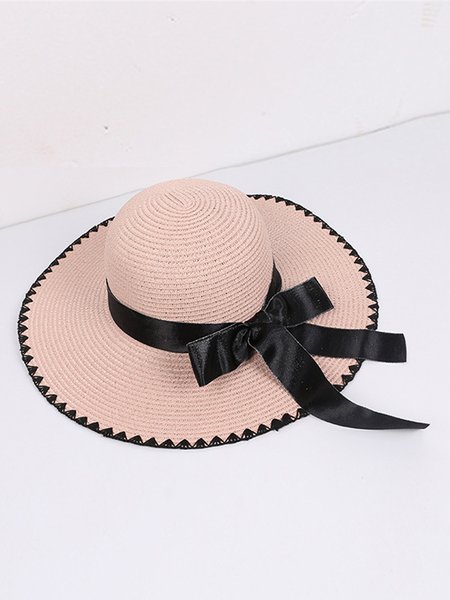 

Vacation straw hat bow beach sun hat, Pink, Hats