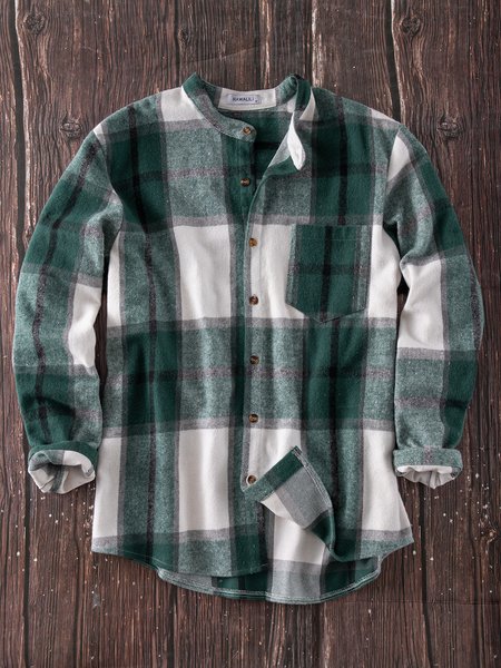

Casual Pockets Outerwear, Green, Men's shirts