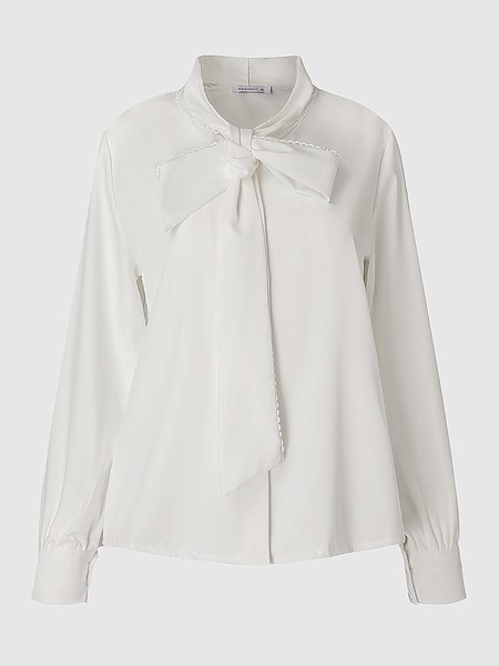 

Loosen Collarless Blouse, White, Blouses and Shirts