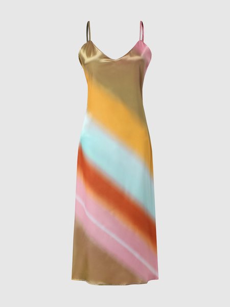 

Elegant Spaghetti Slim Fit Dress, Multicolor, Midi Dresses