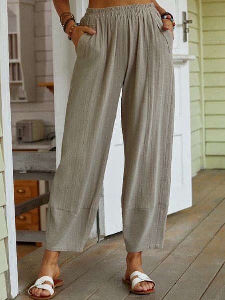 

Plain Casual Pants, Gray, Pants
