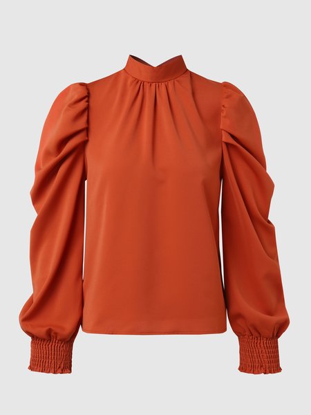 

Solid High Neck Tops, Orange, Tops