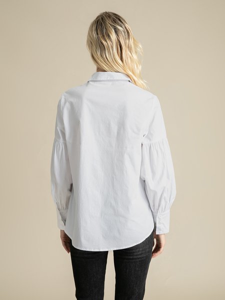 

Shirt Collar Solid Long Sleeve Vintage Top, White, Blouses and Shirts