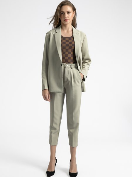 

Long Sleeve Lapel Solid Work Outerwear, Khaki, Blazers