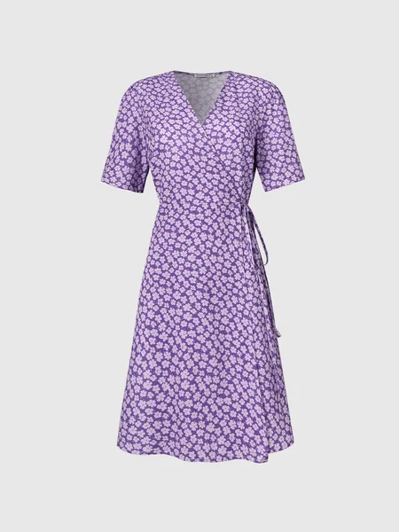 

Elegant Printed Weaving Dress, Purple, Midi Dresses