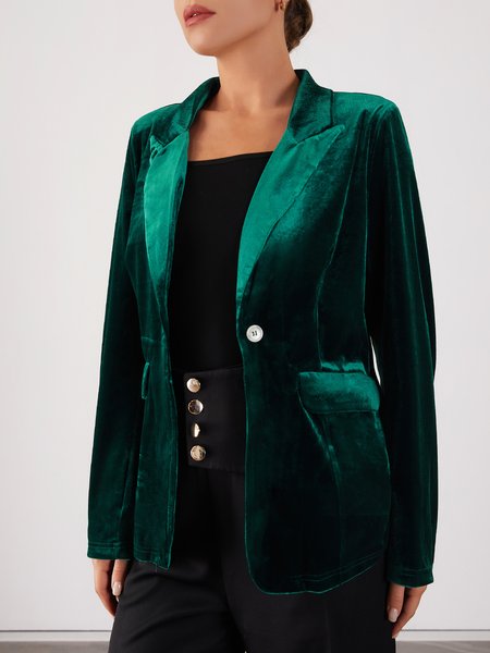 

Velvet Elegant Formal Outerwear Blazer, Darkgreen, Blazers