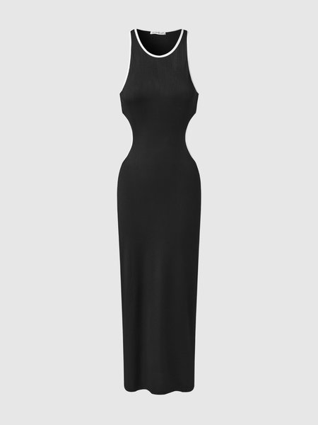 

Slim Fit Elegant Knitting Dress, Black, Maxi Dresses