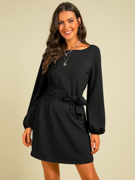 

Black Gray Round Neck Loosen Dresses, Dresses