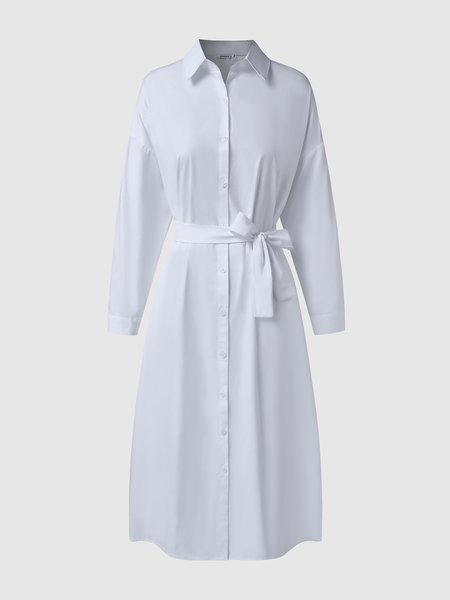 

Regular Fit Casual Weaving Dress, White, Midi Dresses