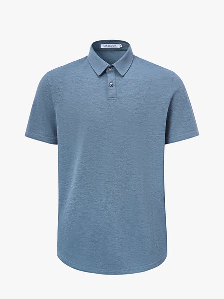 

Men's Lapel Short Sleeve Polo Shirt, Blue, polo