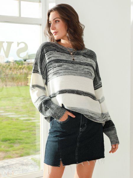 

Long Sleeve Shift Ombre/Tie-Dye Holiday Sweater, Black, Sweaters