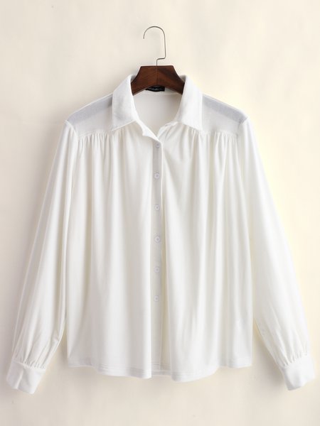 

Plain Casual Shirt Collar Shirts & Tops, White, Shirts & Blouses