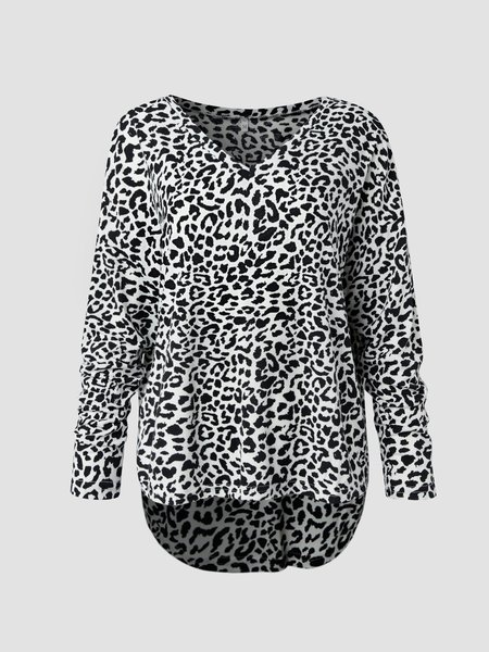 

Lady Loosen V Neck Shirts & Tops, Black, Long sleeve tops