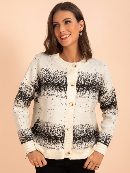 

Black and white geometric jacquard wool jacket, White-black, Cardigans