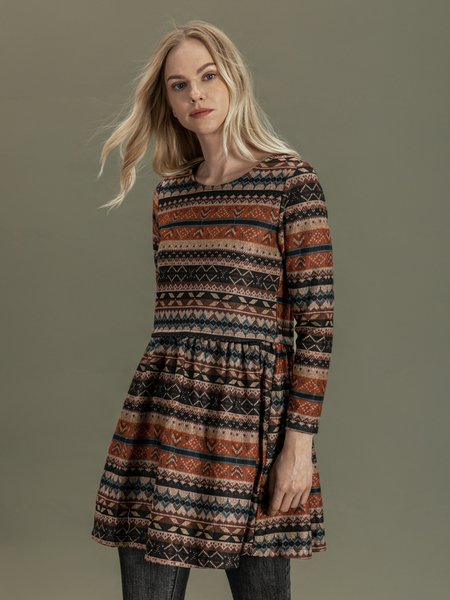 

Loosen Round Neck Dresses, Orange, Mini Dresses