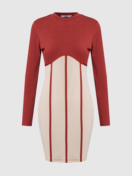 

Elegant Color Block Fitted Dress, Datered, Mini Dresses