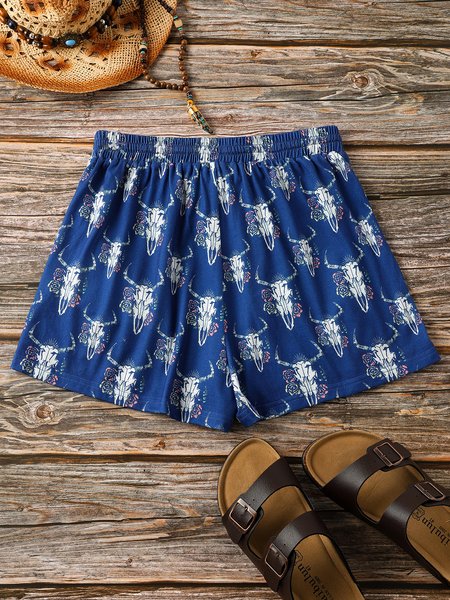 

Pockets Cotton Animal Shorts, As picture, Auto-clearance