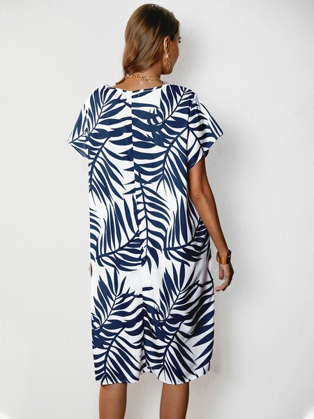 

Leaves Short Sleeve Weaving Dress, Light gray, Mini Dresses