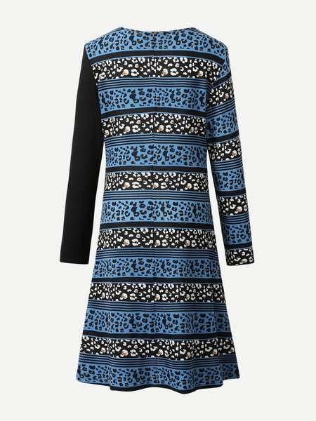 

Sexy Leopard Striped V Neck Dresses, Blue, Mini Dresses