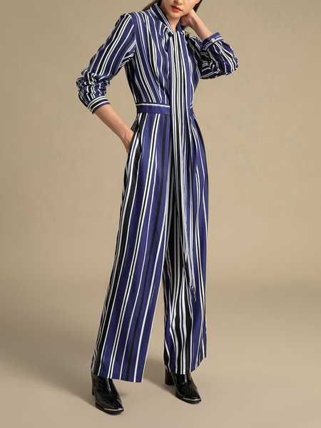 

Sheath Stripes Work One-Piece, Blue, Jumpsuits