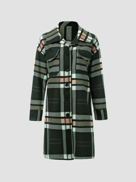 

Casual Vintage Checkered/Plaid Long Sleeve Holiday Outerwear, Stripe, Coats