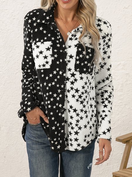 

Star Shift Long Sleeve Casual Shirts & Tops, Black-white, Blouses & Shirts