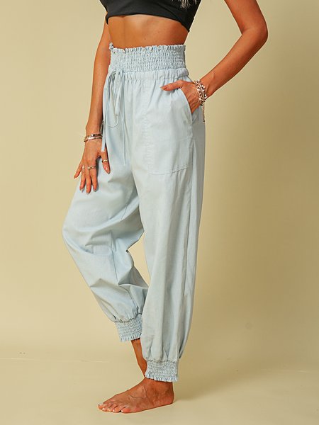 

Plain Casual Shift Pants, Gray, Pants