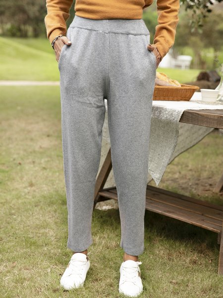 

Solid Woven Shift Pants, Gray, Pants