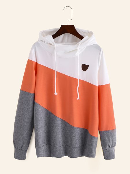 

Orange Casual Shift Drawstring Color Block Sweatshirts, Auto-clearance