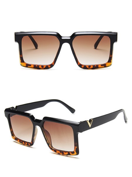 

Large frame gold V-shaped decorative Glasses, Leopard, Sunglasses