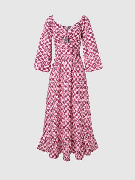 

Elegant Floral Weaving Dress, Red, Mini Dresses