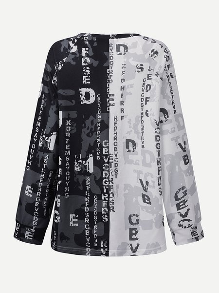 

Letter Casual Sweatshirt, Black-white, Hoodies & Sweatshirts