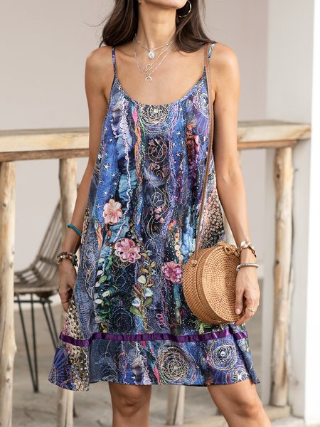 

Floral Casual Sleeveless Dresses, As picture, Boho dresses