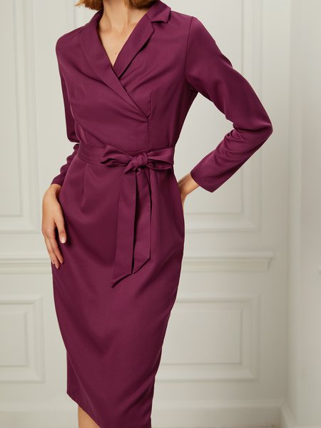 

Lapel Elegant Slim Fit Work Formal Dress, As picture, Dresses
