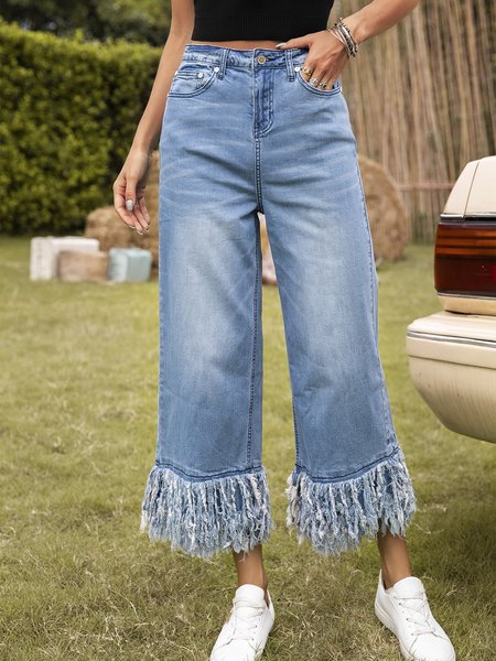 

Casual Plain Jeans, Blue, Pants