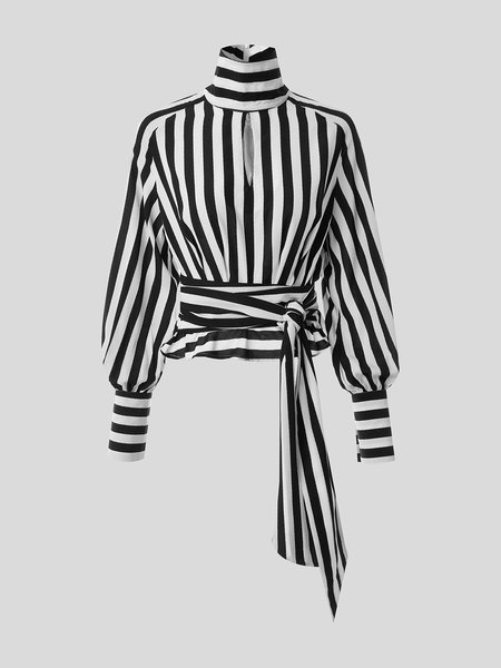

Turtleneck Vintage Zipper Shift Shirt, Black, Blouses and Shirts