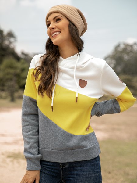 

Block Striped Drawstring Turtleneck T-shirt, Yellow, Sweatshirts & Hoodies