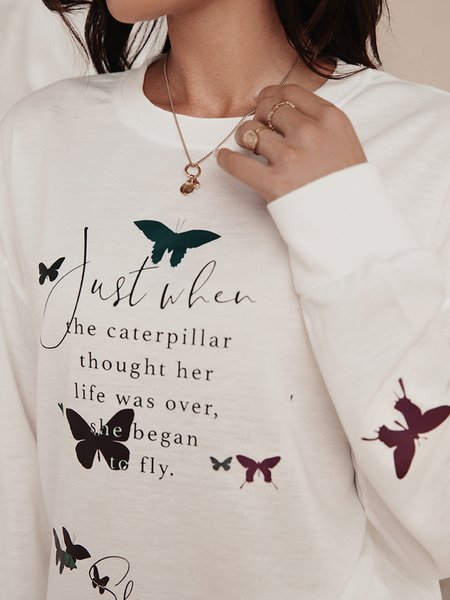 

Shift Crew Neck Butterfly Casual Sweatshirt, White, Sweatshirts & Hoodies