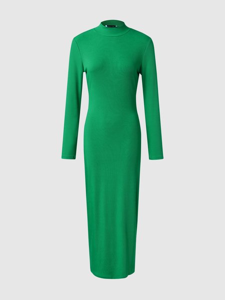 

Stand Collar Knitting Dress, Green, Midi Dresses