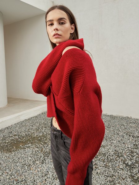 

Long Sleeve Casual Pullover, Red, Pullovers