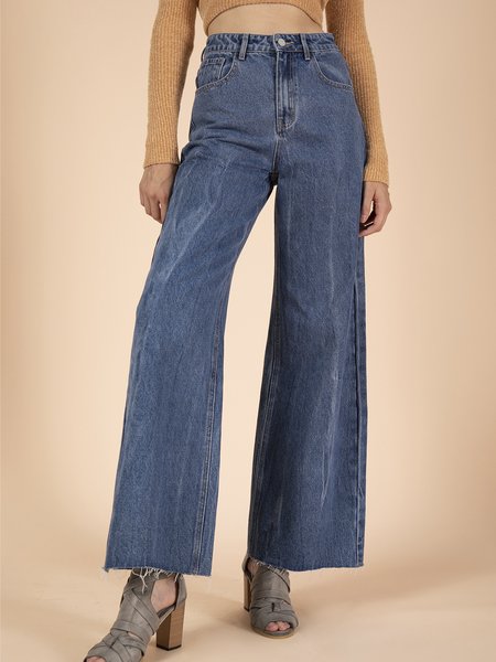 

Blue washed denim wide leg / straight Jeans, Denim blue, Jeans