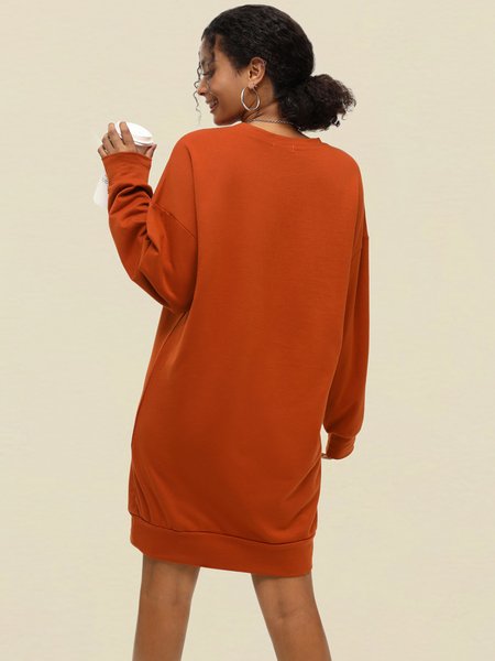 

Red Casual Long Sleeve Knitting Dress, Auto-Clearance