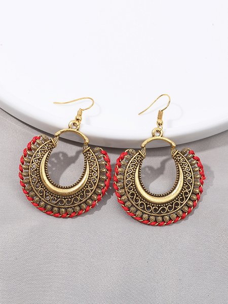 

Baroque vintage geometric gold earrings, Red, Earrings