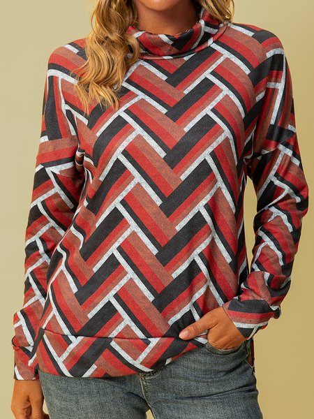 

turtleneck casual Tops, Red, Tops