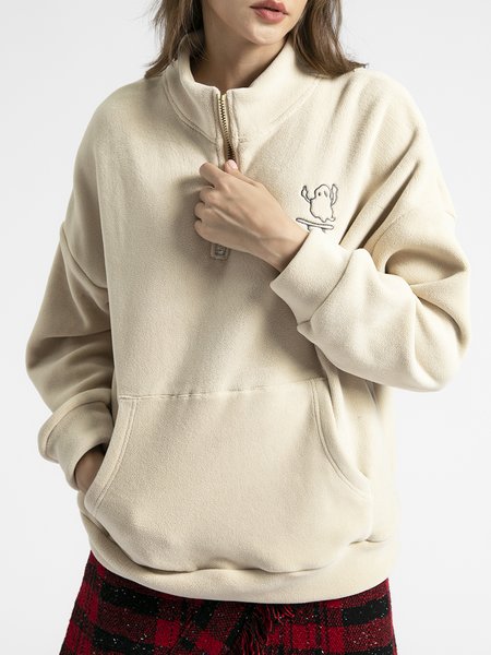 

Casual Long Sleeve Crew Neck Sweatshirt, Apricot, Hoodies and Sweatshirts