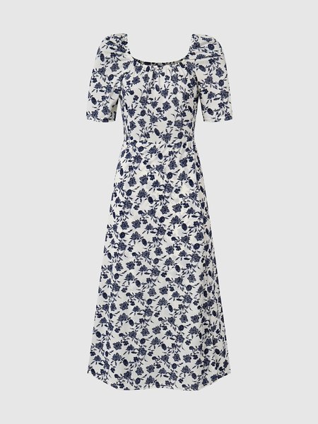 

Regular Fit Square Neck Elegant Dress, As picture, Maxi Dresses