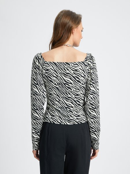 

U-Neck Daily Zebra Black-White Top, Tops