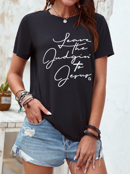 

Shift Crew Neck Casual Cotton-Blend T-shirt, Black, T-Shirts